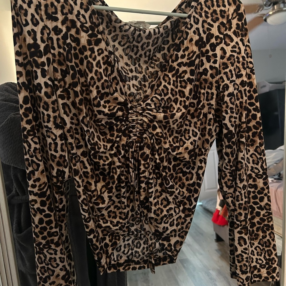 Leopard Print Ruched Women's Top